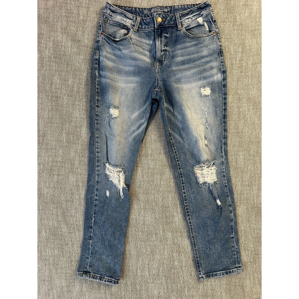 Maurices Jeans Size 10 reg Straight Distressed Stretch Mid Rise Blue
